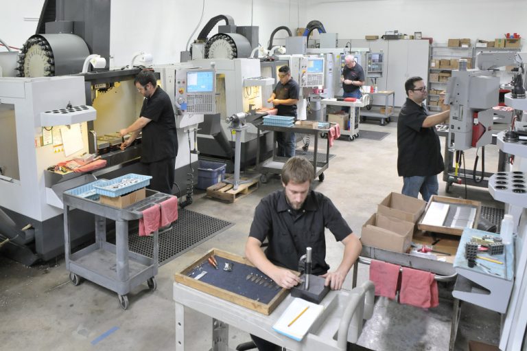 A manufacturing floor with employees